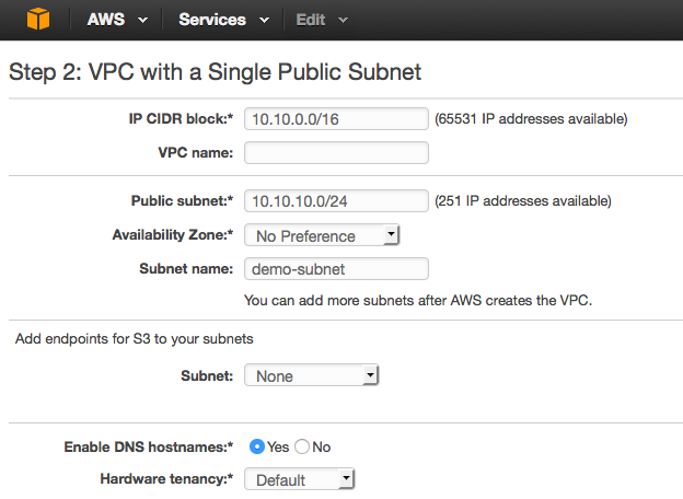 New Amazon VPC
