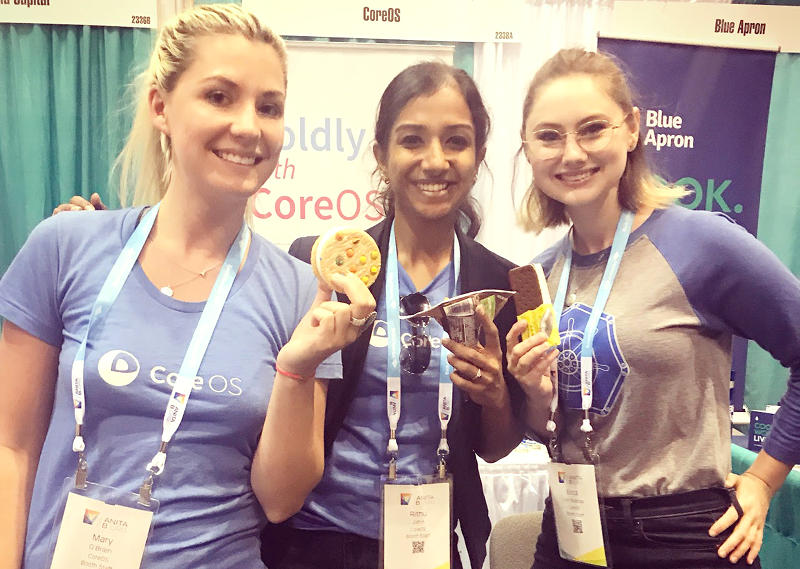 Photo of the CoreOS team from Grace Hopper Celebration 2017