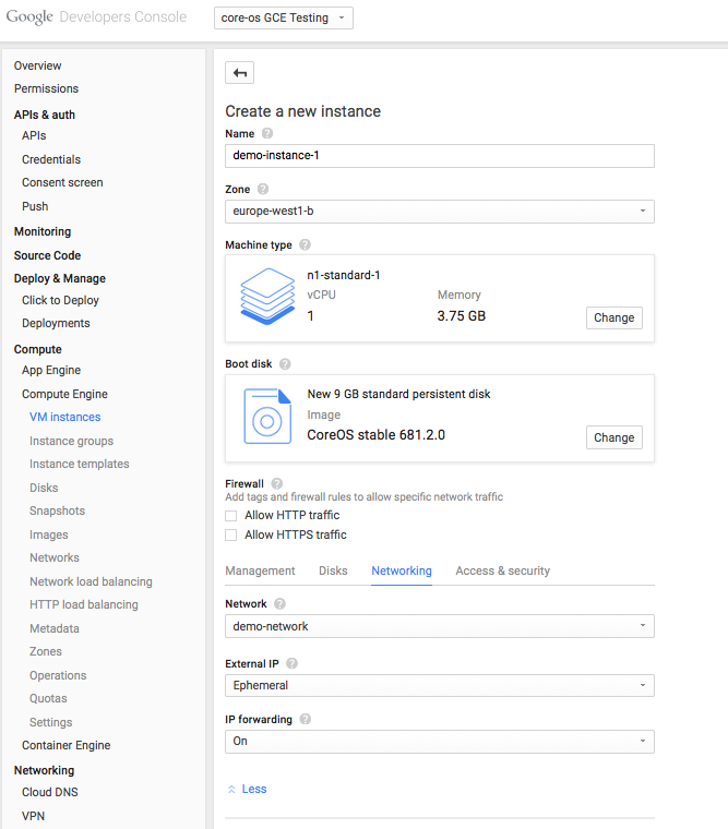 New GCE Instance