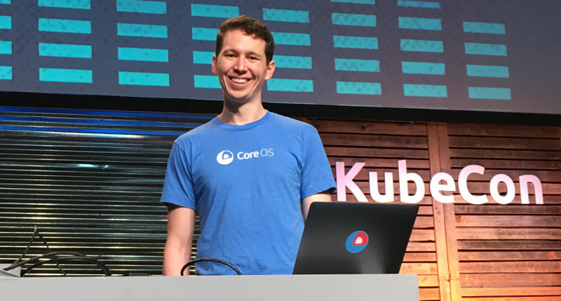 Photo of CoreOS CTO Brandon Philips at KubeCon + CloudNativeCon 2017