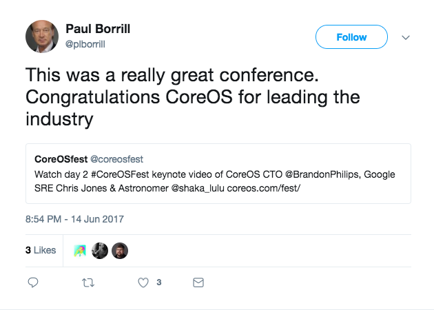 CoreOS Fest tweet