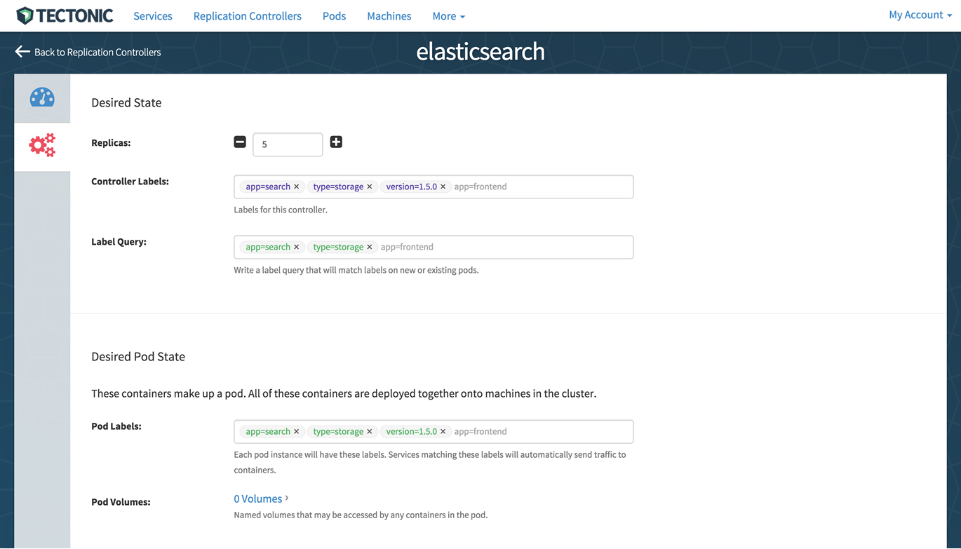 Tectonic Editing a Replication Controller